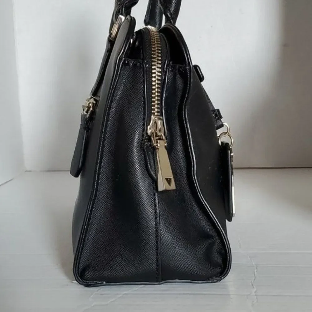 GUESS Bag Cherie Small Girlfriend Satchel Black Vegan Leather Handbag WOMAN'S